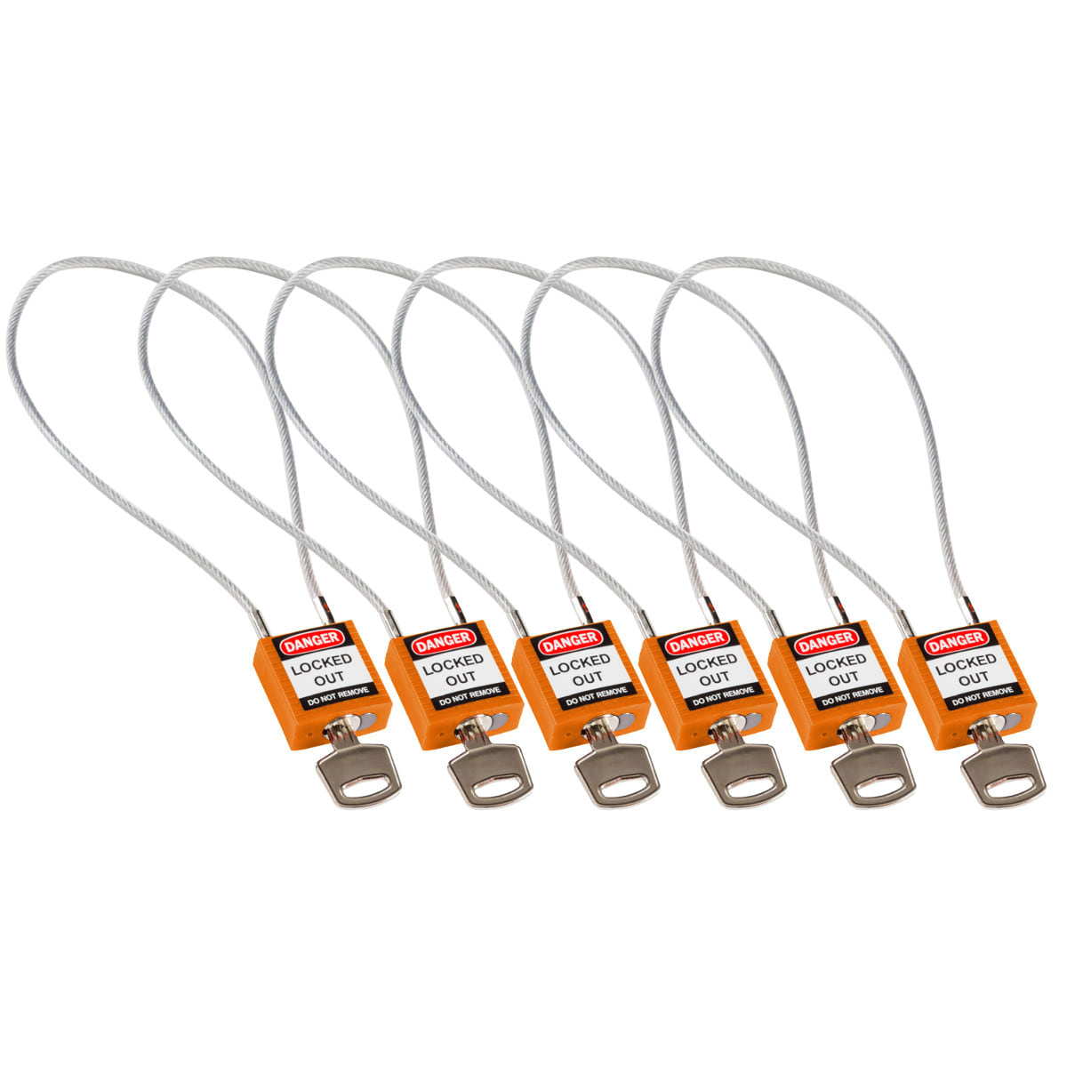 BRADY - COMPACT CABLE PADLOCK ORANGE 4 - 6 PEZZI