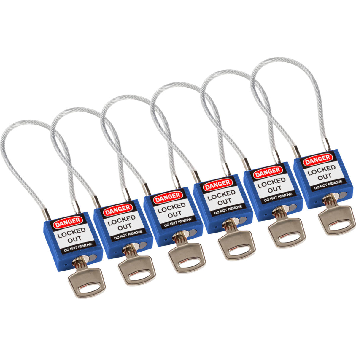 BRADY - COMPACT CABLE PADLOCK BLUE 20C - 6 PEZZI