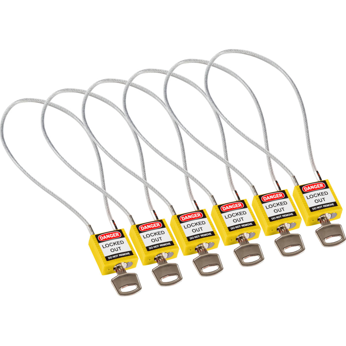 BRADY - COMPACT CABLE PADLOCK YELLOW 4 - 6 PEZZI