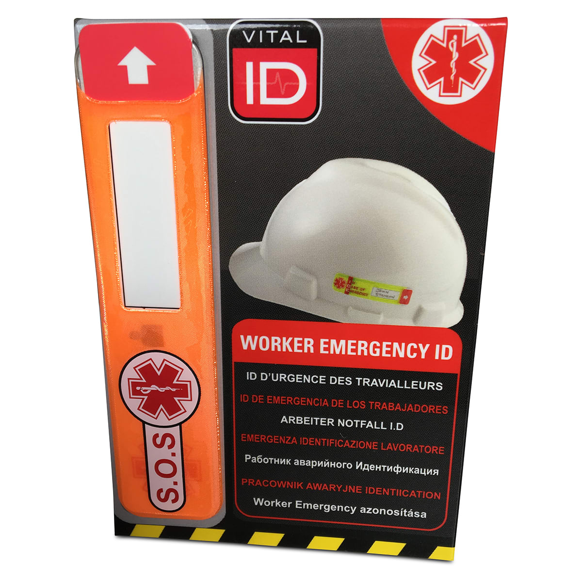 BRADY - WsID 02G - 1 pezzi, cartellino di identificazione di emergenza per addetti - SOS.