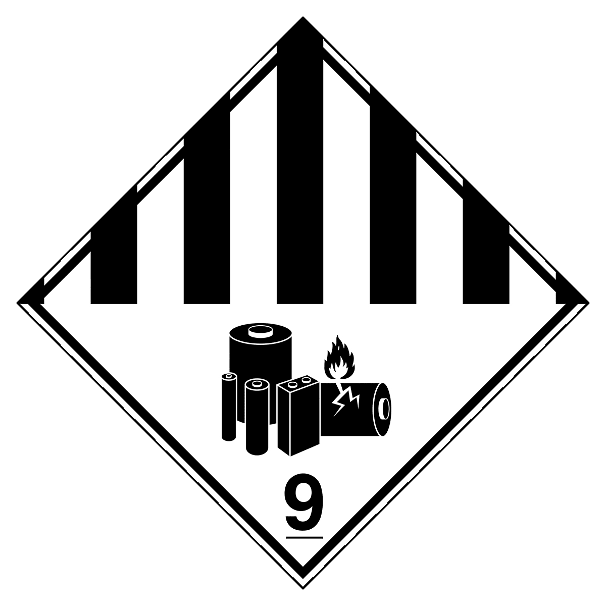 BRADY - Segnaletica per trasporto - ADR 9A - Marchio per batterie e pile al litio.