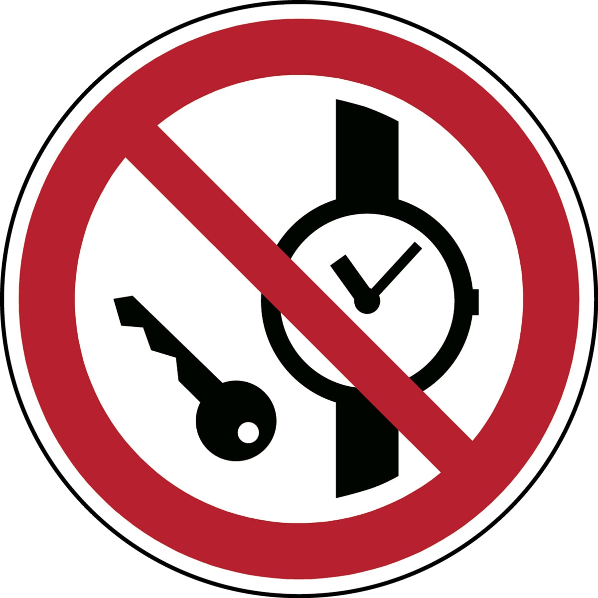 BRADY - Segnale di sicurezza ISO - Vietato l'accesso con orologi o oggetti metallici.