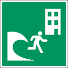 BRADY - Segnale di evacuazione Tsunami ISO per edificio - 400x400mm - Sicurezza integrata.