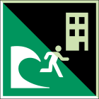BRADY - Segnaletica di sicurezza ISO - Edificio di evacuazione Tsunami - 100x100 - 1 SEGNA