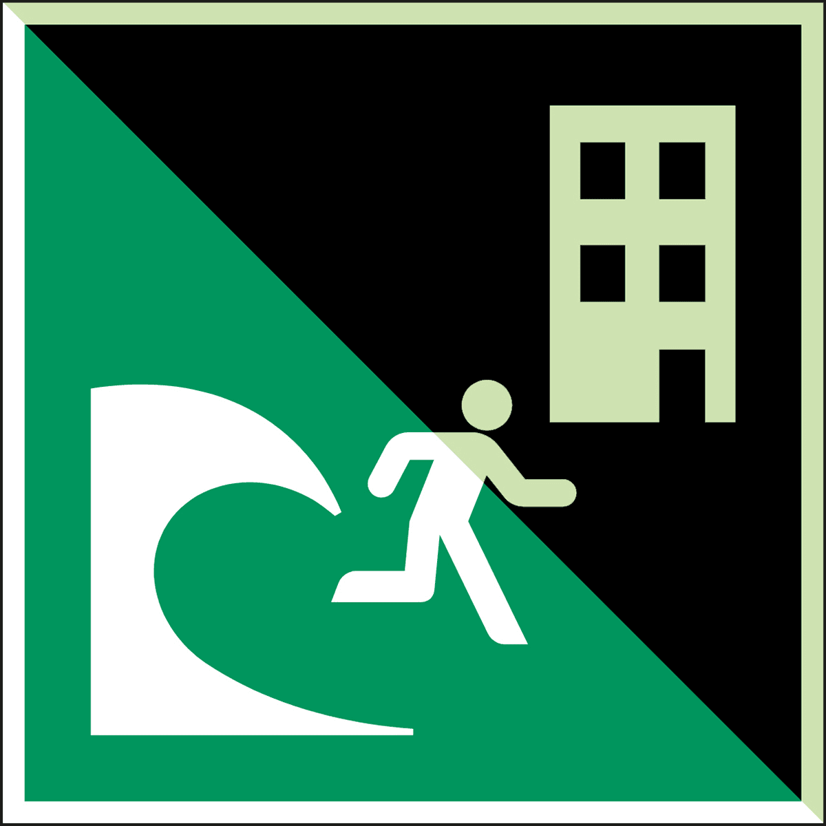 BRADY - Segnaletica di sicurezza ISO per edificio di evacuazione Tsunami - 150x150mm - 1 SEGNA