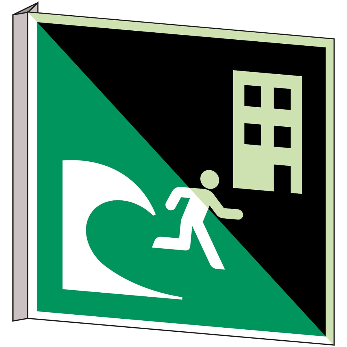 BRADY - Segnaletica - 1 segnale di sicurezza ISO per edificio di evacuazione tsunami.