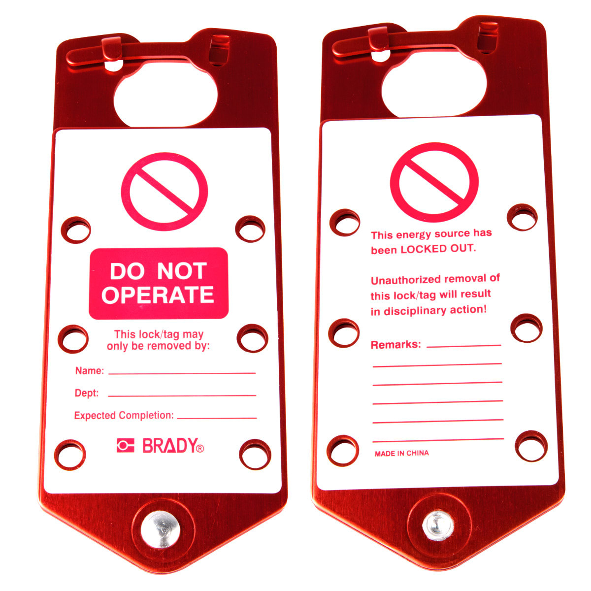 BRADY - Ganasce di sicurezza con scritta - 5 tag.