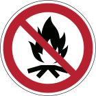 BRADY - Segnale di sicurezza ISO - Vietato accendere fuochi all'aperto - Diametro 315mm