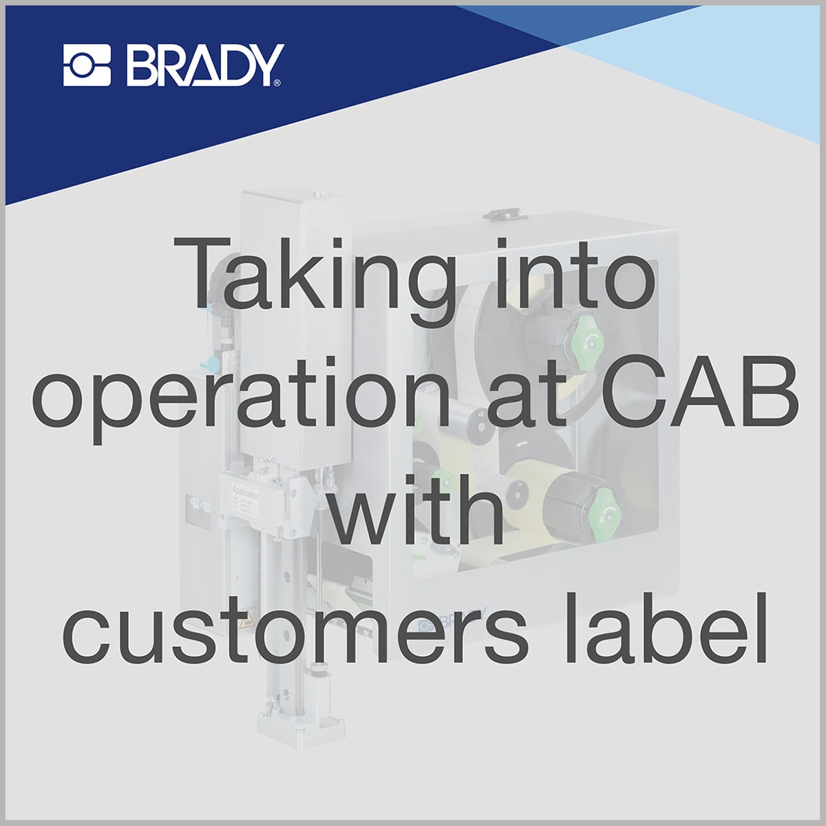 BRADY - Taking into operation at cab with customers label - 1 pezzi.