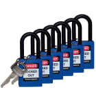 BRADY - SFTY PADLOCK NYLON 38MM SHA BLUE - 6 PEZ