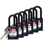 BRADY - Lucchetto - 6 pezzi Brady prodotti sicurezza con arco in plastica.