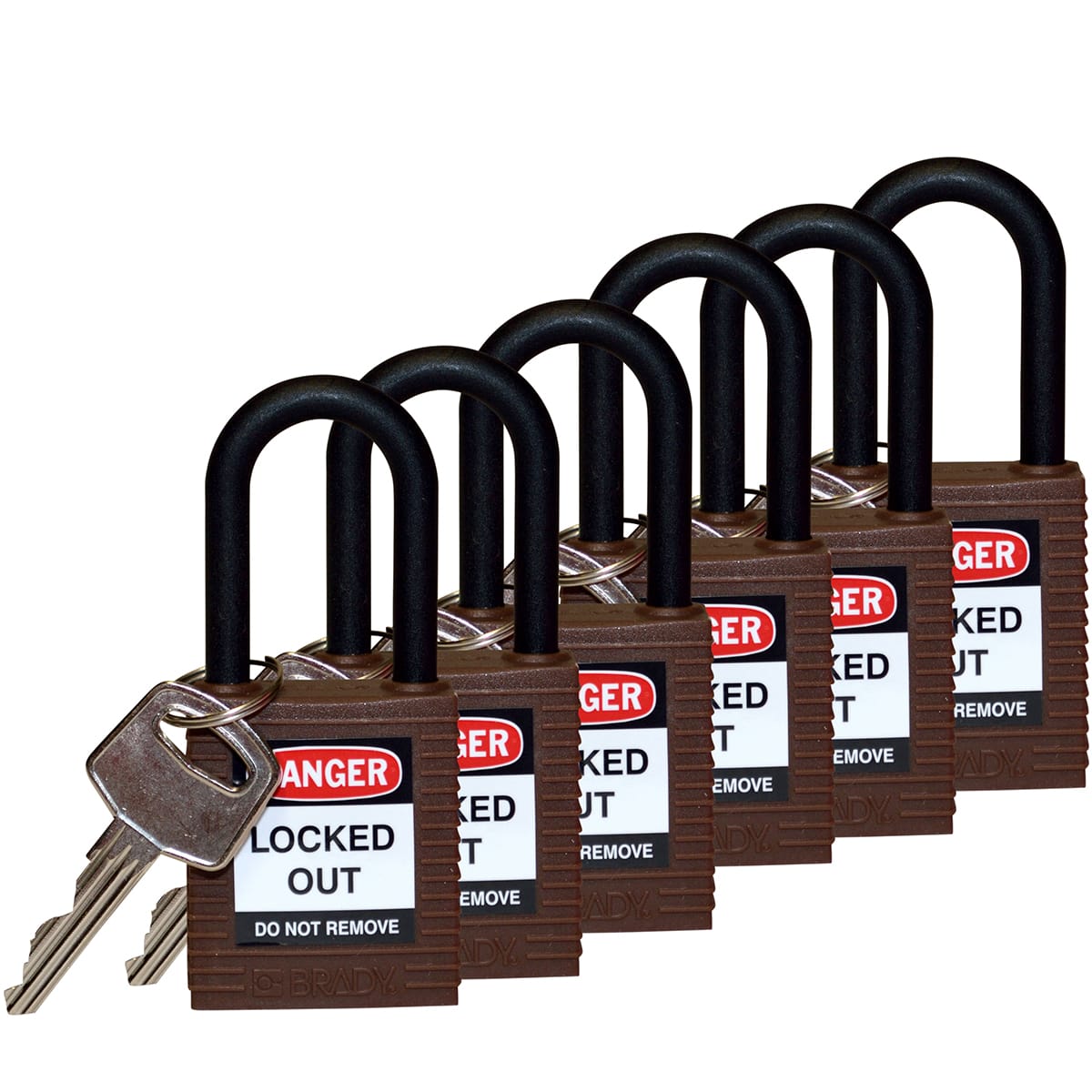 BRADY - Lucchetto - 6 pezzi Brady sicurezza con arco in plastica.
