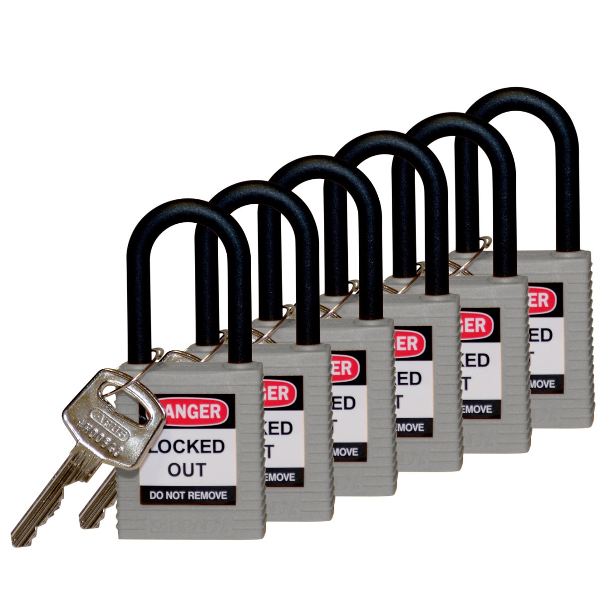 BRADY - Lucchetti per lockout compatti - 6 pezzi, arco in nylon per sicurezza.