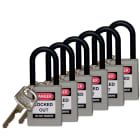 BRADY - Lucchetti per lockout compatti - 6 pezzi, arco in nylon per sicurezza.