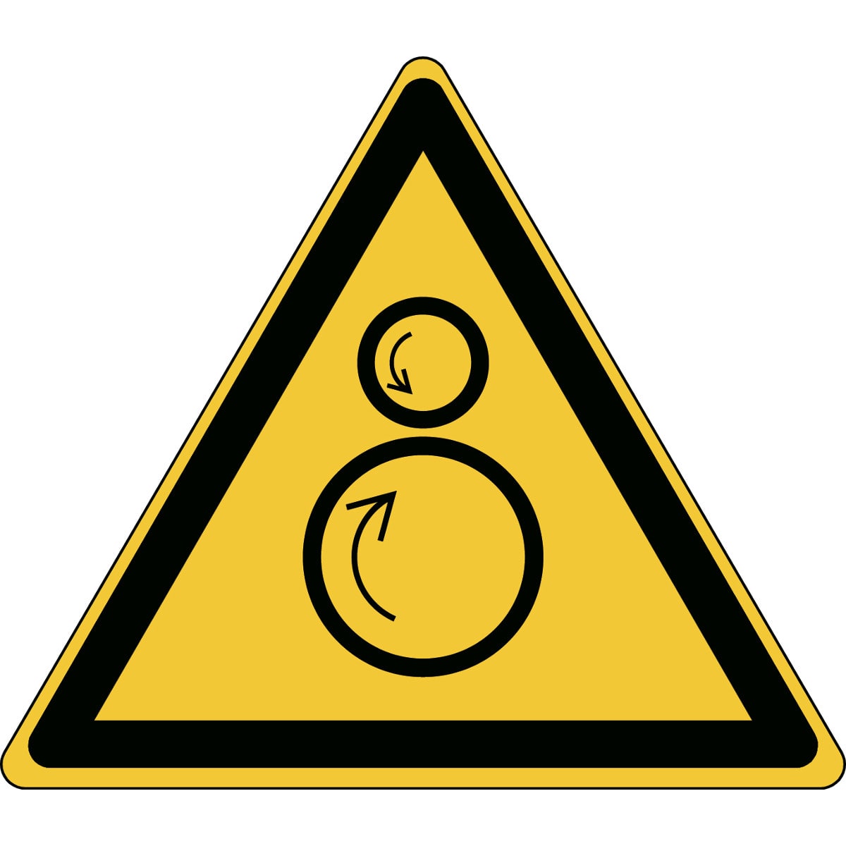 BRADY - Pic W025-Tri 025-Pe-Sheet/13 - Segnaletica di Sicurezza ISO: Attenzione Rulli Controrotanti.