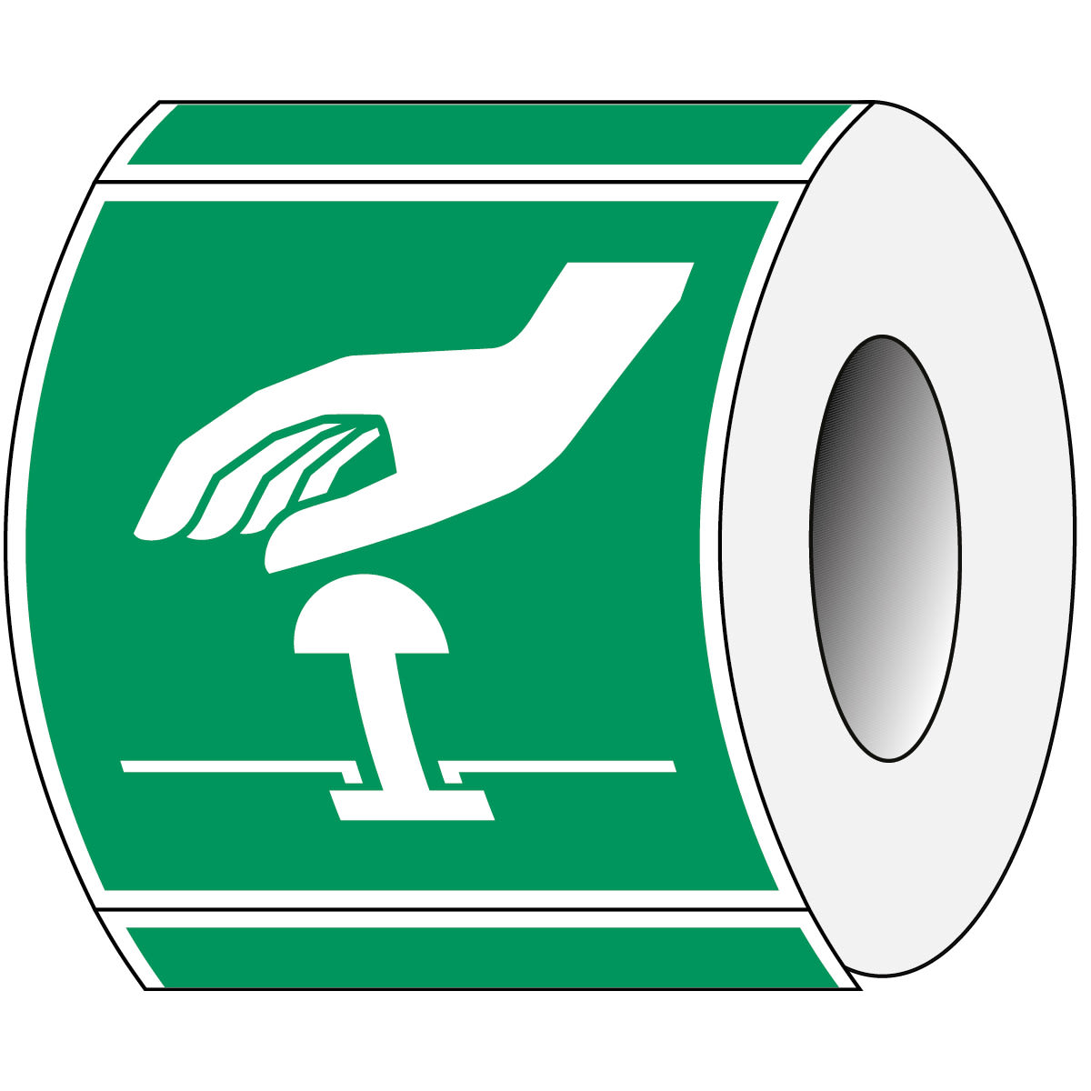 BRADY - Pic E020-100x100-Pe-Roll/1 - 250 Segnale ISO 7010 Pulsante di Arresto di Emergenza.