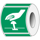 BRADY - Pic E020-100x100-Pe-Roll/1 - 250 Segnale ISO 7010 Pulsante di Arresto di Emergenza.