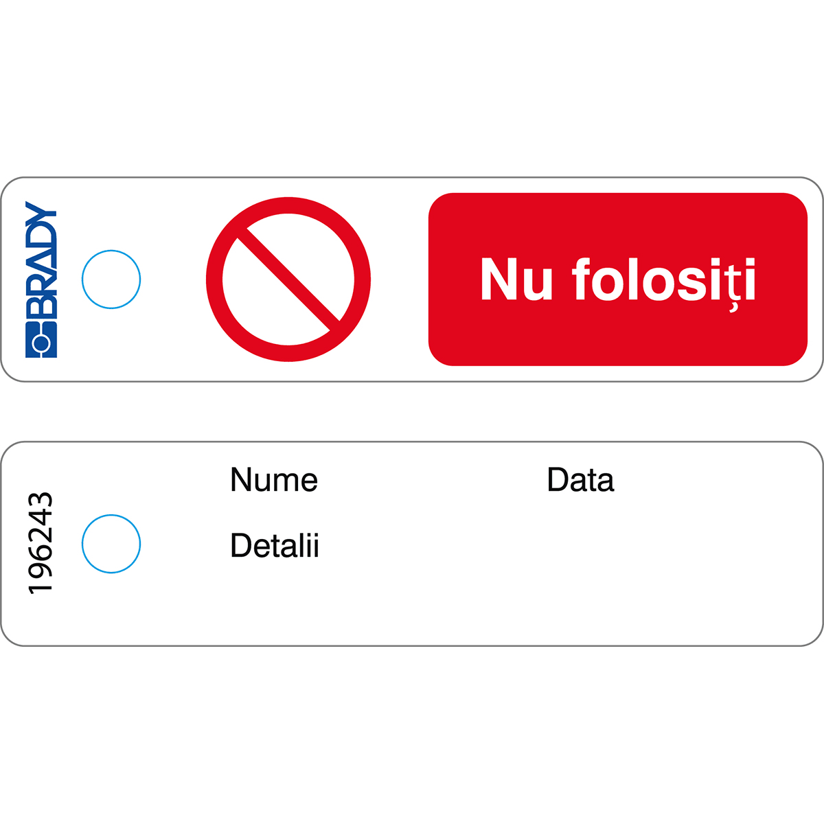 BRADY - Mini-targhetta – Non utilizzare – RO 196243