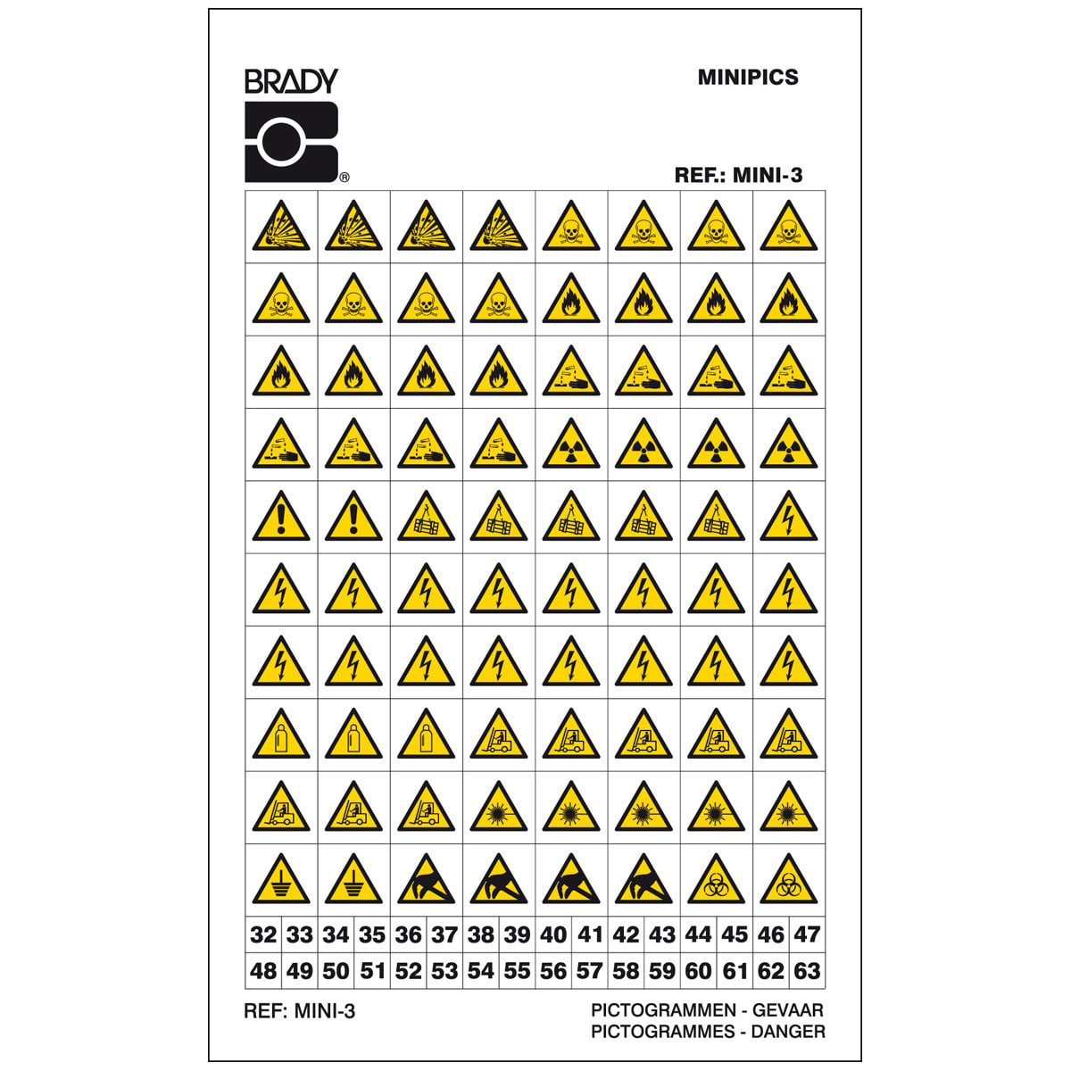 BRADY - Mini-pittogrammi – Mini 3: Pericolo