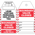 BRADY - Cartellino Leak Testing Personal Isolation/Valve Closed