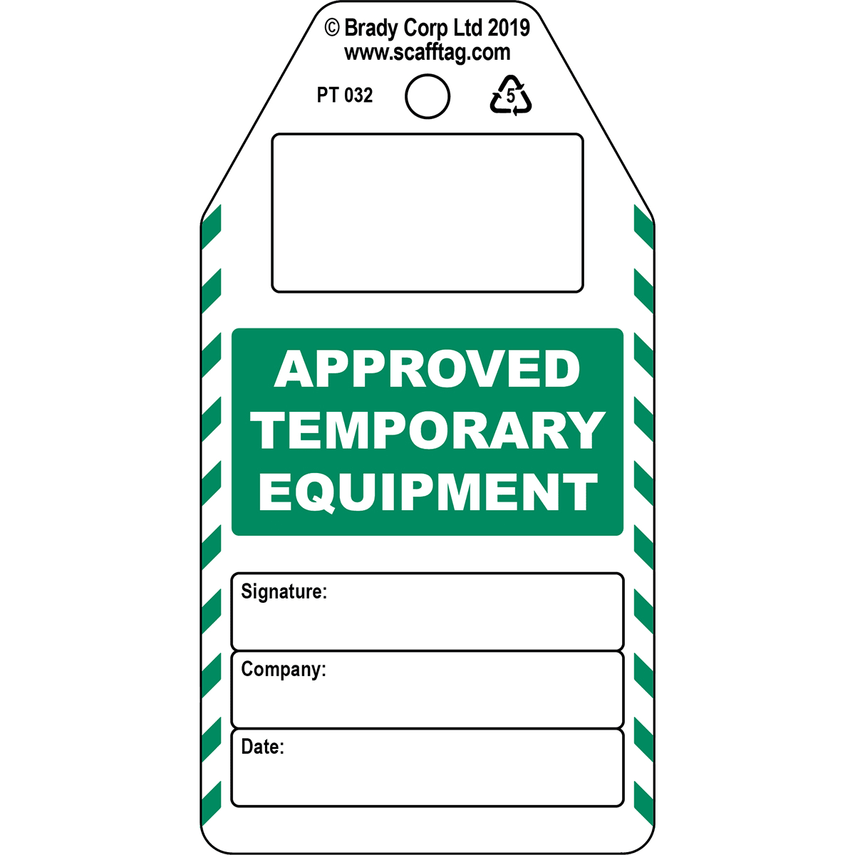 BRADY - Cartellino Approved Temporary Equipment