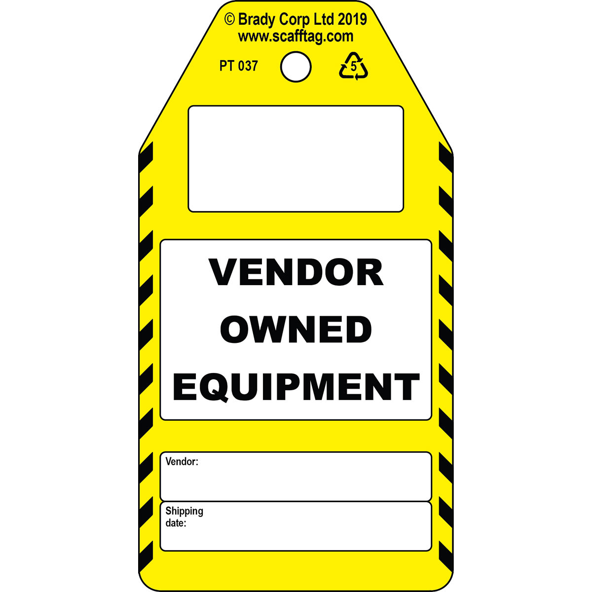 BRADY - Cartellino Vendor Owned Equipment 306754