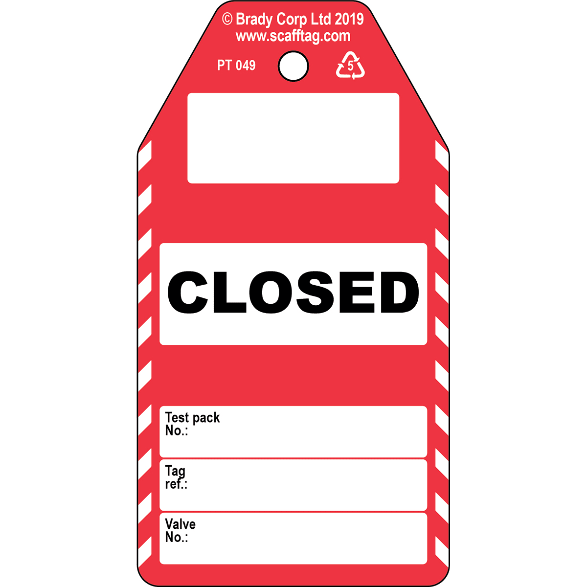 BRADY - Cartellino informativo (valvola) CLOSED