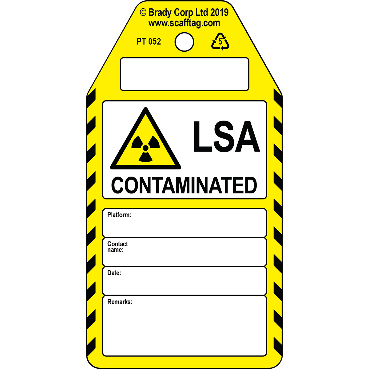 BRADY - Cartellino LSA Contaminated