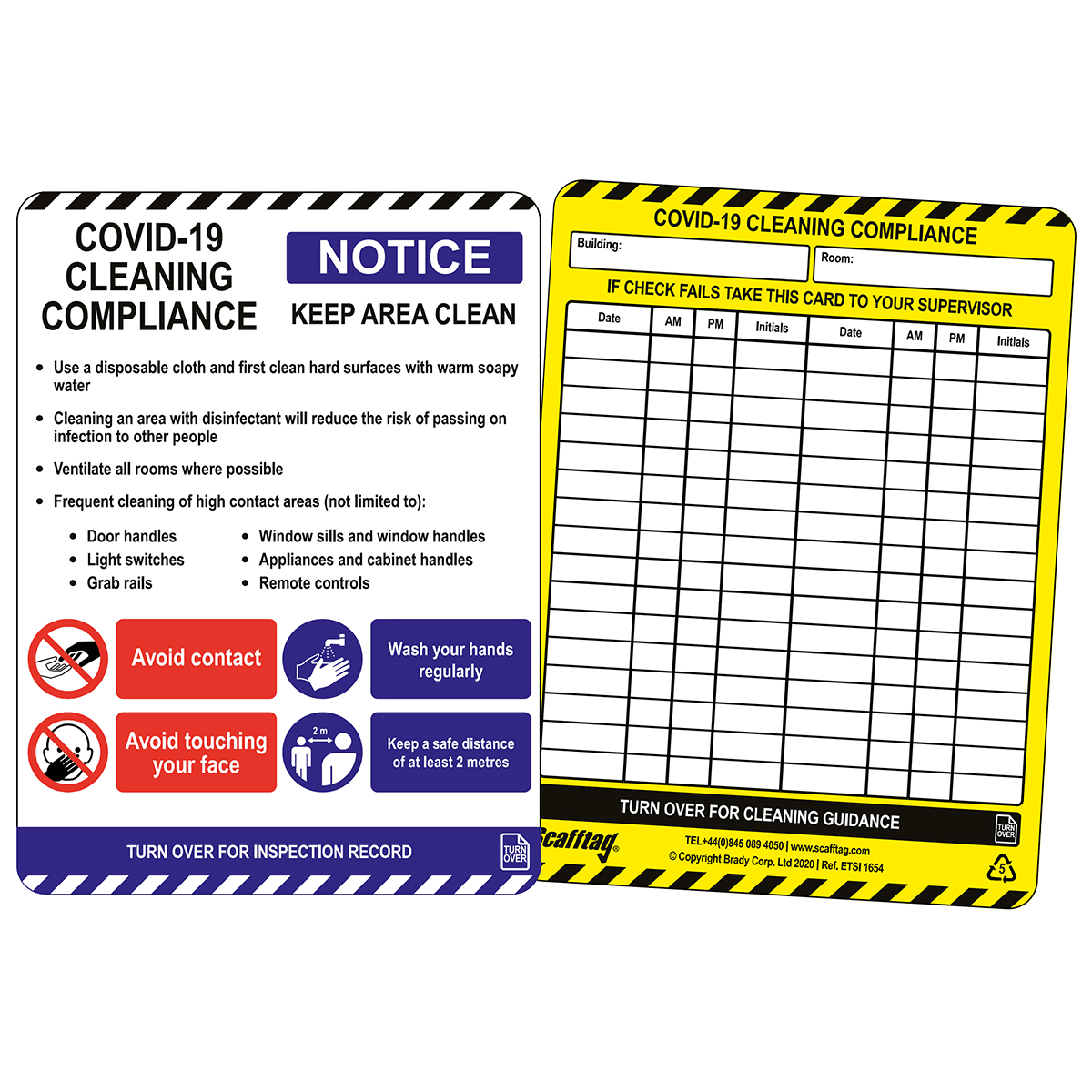 BRADY - Cartellino COVID-19 Cleaning Compliance