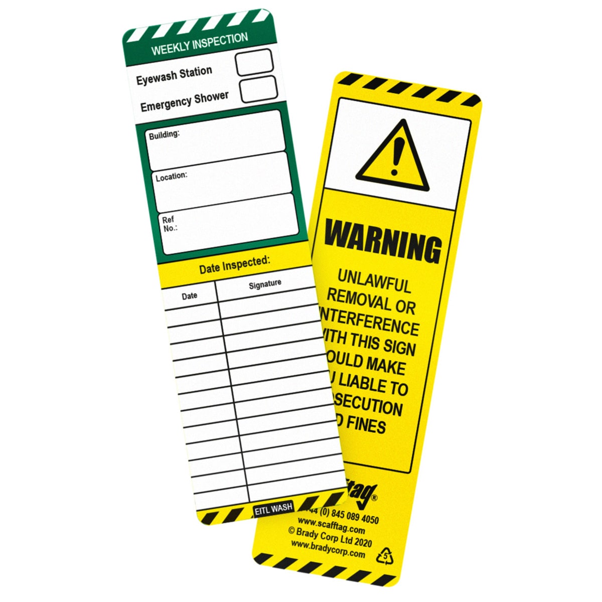 BRADY - Cartellino Emergency Shower/Eyewash Inspection