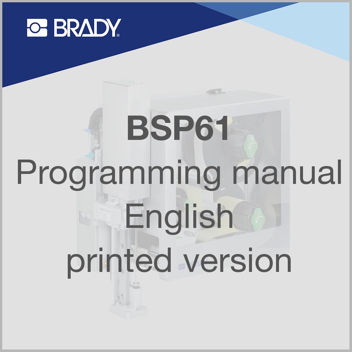 BRADY - Manuale di programmazione inglese, versione cartacea 711023