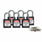 BRADY - Lucchetti di sicurezza compatti Brady con arco da 25 mm – chiavi diverse