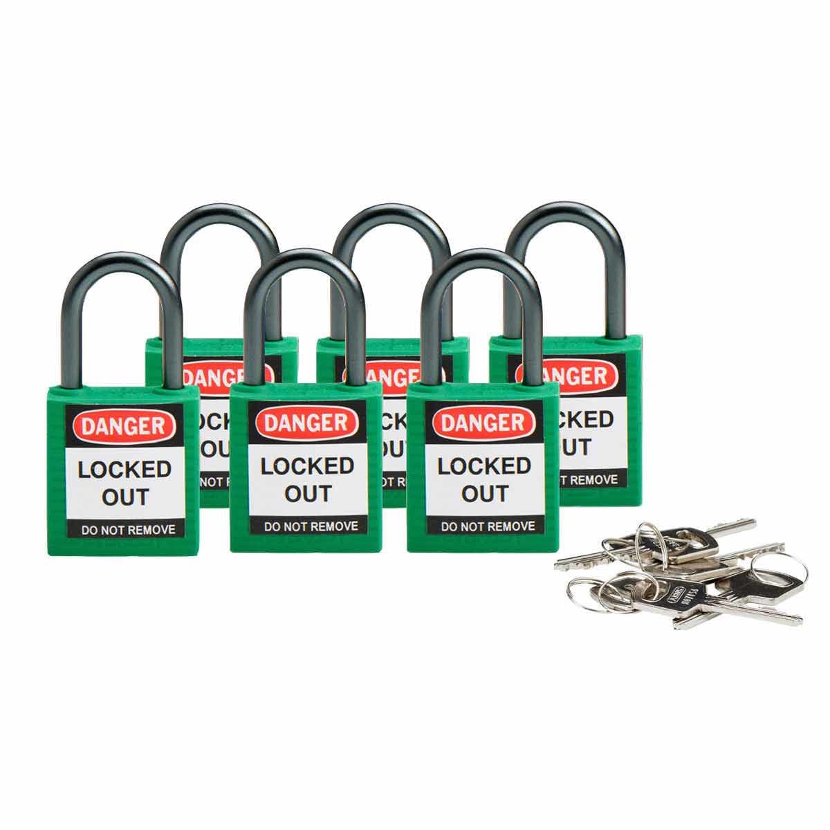 BRADY - Lucchetti di sicurezza compatti Brady con arco da 25 mm – chiavi diverse