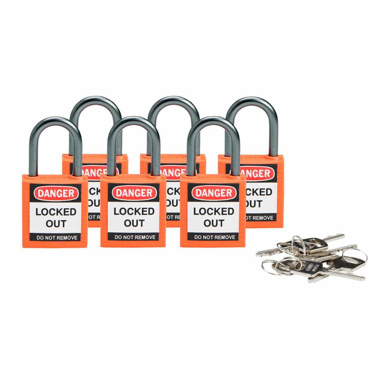BRADY - Lucchetti di sicurezza compatti Brady con arco da 25 mm – chiavi diverse