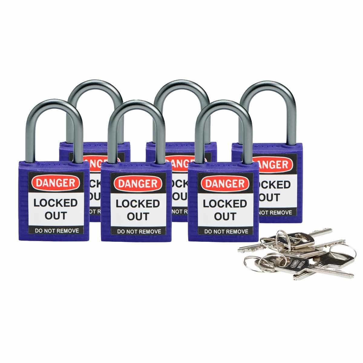 BRADY - Lucchetti di sicurezza compatti Brady con arco da 25 mm – chiavi diverse