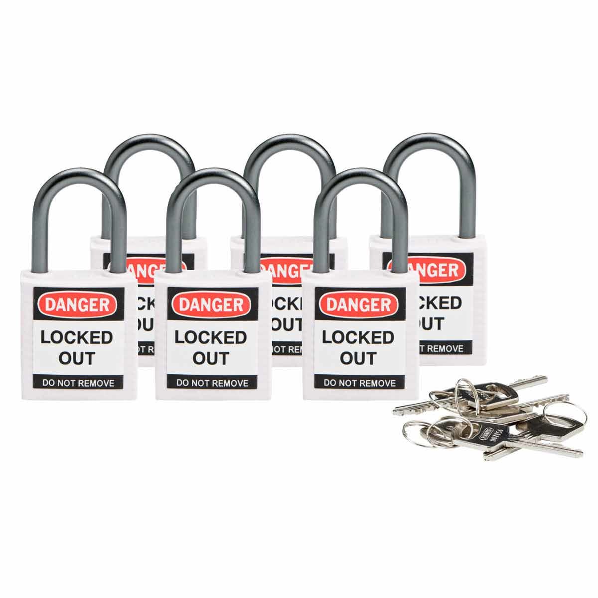 BRADY - Lucchetti di sicurezza compatti Brady con arco da 25 mm – chiavi diverse