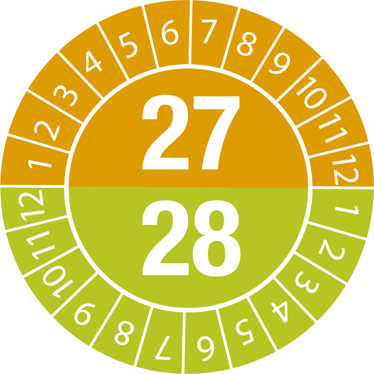 BRADY - Etichette antimanomissione con data di ispezione Anno 27/28