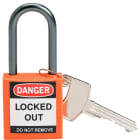 BRADY - Lucchetti per lockout compatti Brady - 6 pezzi, arco 38 mm, chiavi diverse.