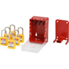 BRADY - Lock box ultracompatta + 6 lucchetti gialli con chiavi diverse