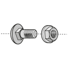 BTICINO - Bullone inox M6 x 10. Testa tonda e quadro sottotesta. Dado flangiato.