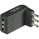 BTICINO - Adattatore Corner salvaspazio antracite - 3 prese bipasso 10/16A e spina 16A S3606GE