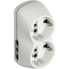 BTICINO - Adattatore B4 bianco - 2 prese bipasso 10/16A e 2 prese tedesche