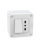 BTICINO - Scatola IP40 2 moduli - con interruttore + presa std. Italia 10/16A