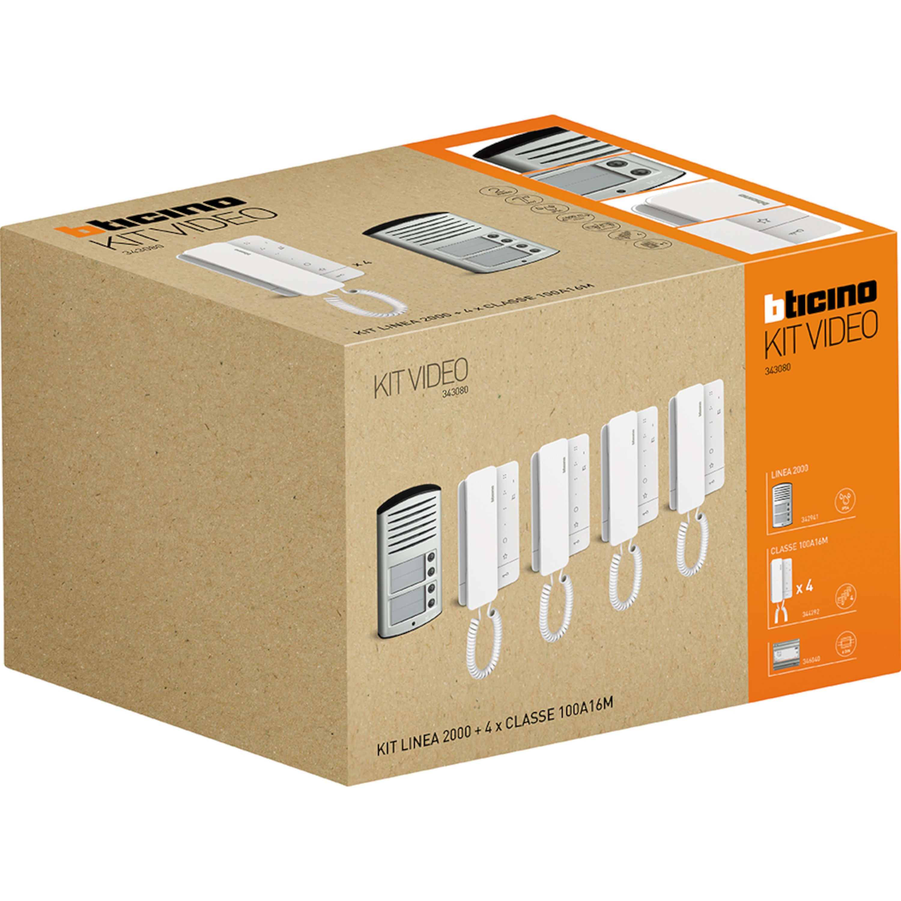 BTICINO - Kit audio 2 Fili LINEA 2000 con 4 chiamate - CLASSE 100A16M con cornetta