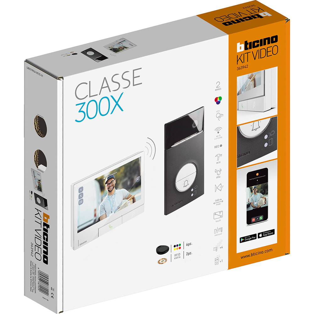 BTICINO - Kit Linea 3000 Black con badge RFID / New Classe 300X finitura Light