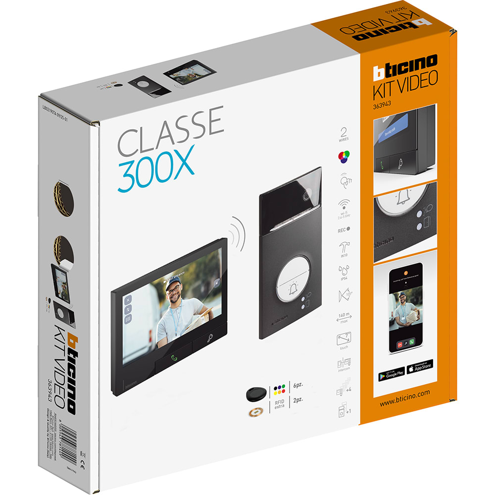 BTICINO - Kit Linea 3000 Black con badge RFID / New Classe 300X finitura Dark