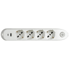 BTICINO - Multipresa POKER 4 prese con 2 prese USB, interruttore di sicurezza - bianca