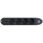 BTICINO - Multipresa POKER 4 prese con 2 prese USB, interruttore di sicurezza - grigia
