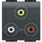 BTICINO - Connettore RCAx3 - Serie Livinglight Antracite