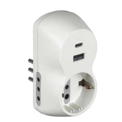 BTICINO - Adatt. B3 1 pr. st ted+2 10A+USB bianco